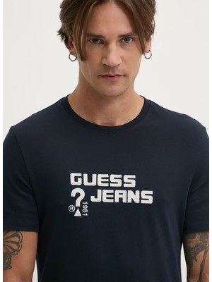 Guess Jeans Lacivert Erkek T-Shirt M4BI76K8HM0A71W Gj Ss Cn Slım Full