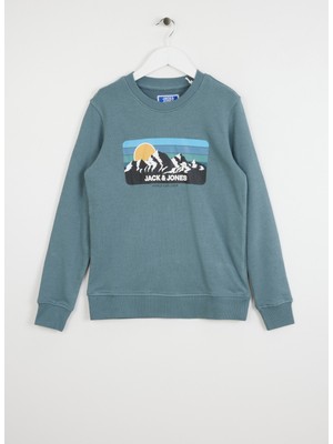 Jack & Jones Baskılı Erkek Çocuk Mavi Sweatshırt 12267135