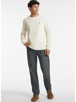 Guess Jeans Krem Erkek Sweatshırt M4BI77KCII1G053 Gj Ls Cn Reg Mını T