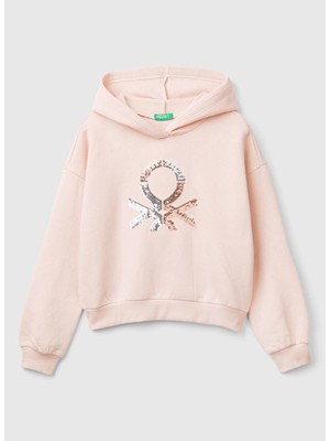 Benetton Düz Kadın Toz Pembe Sweatshırt 39M2C203W 3V5