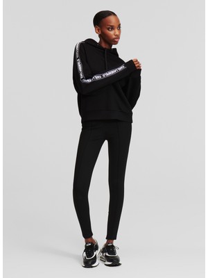 Karl Lagerfeld Kapüşon Yaka Baskılı Siyah Kadın Sweatshırt 245W1801