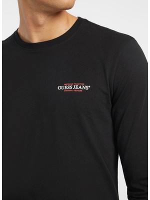 Guess Jeans Siyah Erkek T-Shirt M4YI54K8HM0JBLK Gj Ls Cn Slım Amerı