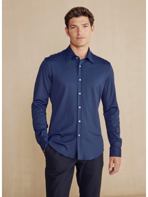 Brooks Brothers Normal Klasik Yaka Lacivert Erkek Gömlek Bbfw24msh022