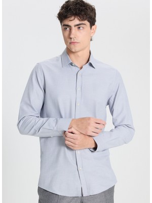 Altınyıldız Classics Slim Fit Klasik Yaka Beyaz - Lacivert Erkek Gömlek Ace202510053_Gömlek Par Nm