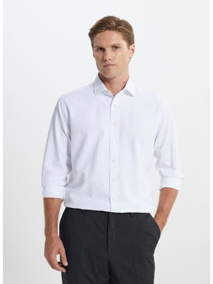 Altınyıldız Classics Slim Fit Klasik Yaka Beyaz - Haki Erkek Gömlek Ace202510080_Gömlek Par Nm