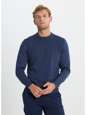 Altınyıldız Classics Bisiklet Yaka Standart Indigo Melanj Erkek Kazak ACE492510287_TRIKO Bısıklet Yaka