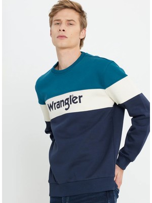 Wrangler Bisiklet Yaka Petrol Erkek Sweatshırt W242284405 Petrol Sweatshirt