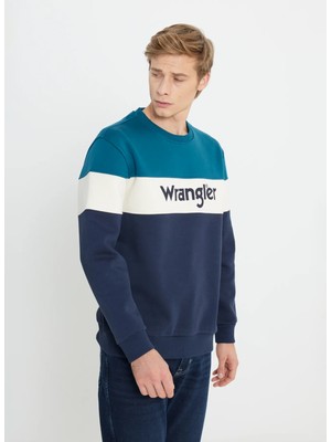 Wrangler Bisiklet Yaka Petrol Erkek Sweatshırt W242284405 Petrol Sweatshirt