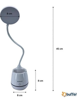 Pazarella Toptanbulurumkalemlikli Telefon Tutacaklı Şarjlı Dokunmatik 3 Mod Esnek Başlıklı Dimmerli LED Masa Lambası