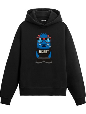 Colermi Unisex Pamuk Güvenlik Karikatür Kapşonlu Sweatshirt Hoodie Eğlenceli Security Deseni