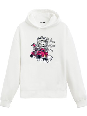 Colermi Unisex Pamuk Hızlı Mumya Karikatür Kapşonlu Sweatshirt Hoodie Eğlenceli Araba Deseni