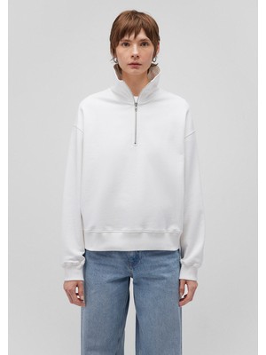 Mavi Yarı Fermuarlı Beyaz Basic SWEATSHIRT1S10143-80194