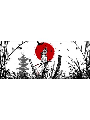 Porge Pro Gaming Mouse Pad 70X30 Samurai Mouse Pad Xxl Büyük Oyuncu Mousepad Kenar Dikişli Yıkanabilir Speed Mause Pad