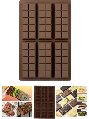 Paras Ticaret 6 Göz Dikdörtgen Şekilli Dubai Çikolatası Kalıbı Kek Sabun Şeker Çikolata Silikon Kalıp (Ölçüler Için Açıklamaya Bakınız!) 1 Adet