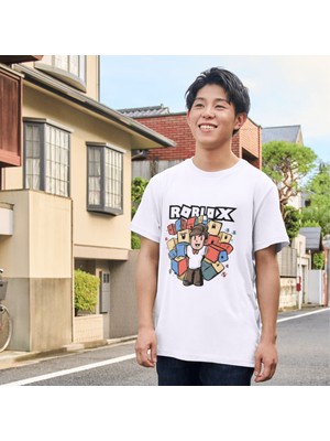 Roblox Çocuk Tişörtü Roblox Beyaz T-Shirt Yetikin Çocuk