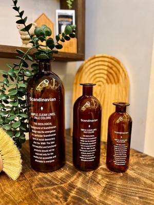 Dekoratif Yazılı Amber Orta Boy Cam Vazo Pinterest