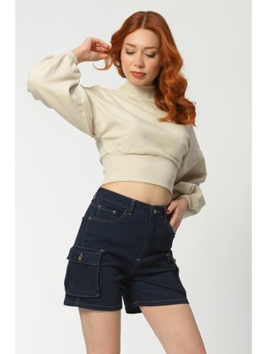 Noori Crop Sweatshirt  - Bej Bej - L