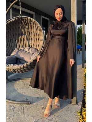 Önü Büzgülü Zara Saten Abiye Elbise 5514-06 Siyah