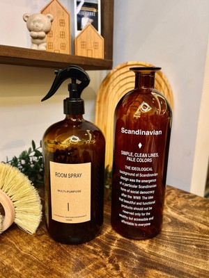 2`li Set Amber Vazo ve  Amber Oda Kokusu Cam Sprey Şisesi