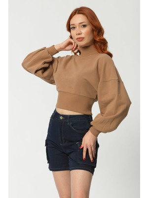 Noori Crop Sweatshirt  - Kahverengi Kahverengi - S
