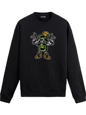 Colermi Unisex Pamuk Para Avcısı Karikatür Kapşonlu Sweatshirt Hoodie Eğlenceli Banknot Deseni