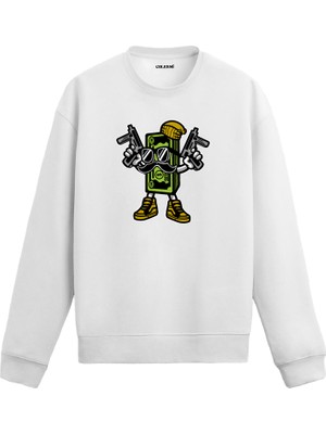 Colermi Unisex Pamuk Para Avcısı Karikatür Kapşonlu Sweatshirt Hoodie Eğlenceli Banknot Deseni