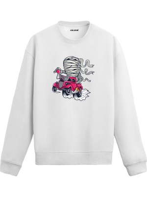 Colermi Unisex Pamuk Hızlı Mumya Karikatür Kapşonlu Sweatshirt Hoodie Eğlenceli Araba Deseni