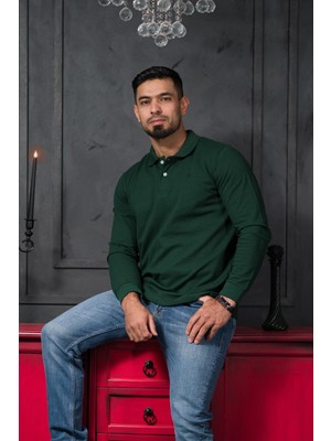 San&fa Regular Fit Polo Yaka Uzun Kol Pamuklu Baharlık Sweatshirt