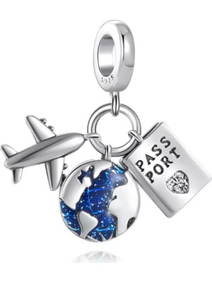 Hector Co Jewellery Pasaport,dünya ve Uçak Temalı Seyahat Charm