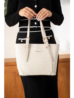 Just Polo Kadın Bej 4 Bölmeli El ve Omuz ÇANTASI-BD2205