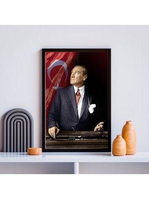 Atatürk Tablo   Kanvas Baskı Tablo - Çerçeveli Portre Atatürk Tablo Ölçü 55CM x 75CM