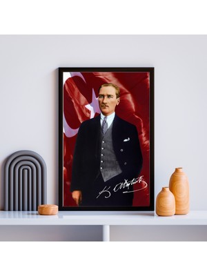 Atatürk Tablo   Kanvas Baskı Tablo - Çerçeveli Portre Atatürk Tablo Ölçü 55CM x 75CM