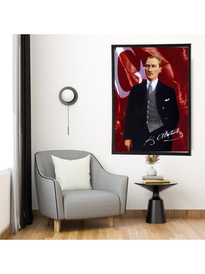 Atatürk Tablo   Kanvas Baskı Tablo - Çerçeveli Portre Atatürk Tablo Ölçü 55CM x 75CM