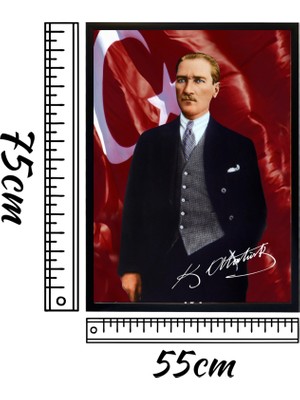 Atatürk Tablo   Kanvas Baskı Tablo - Çerçeveli Portre Atatürk Tablo Ölçü 55CM x 75CM