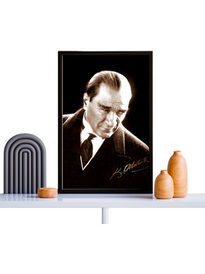 Atatürk Tablo   Kanvas Baskı Tablo - Çerçeveli Portre Atatürk Tablo Ölçü 55CM x 75CM