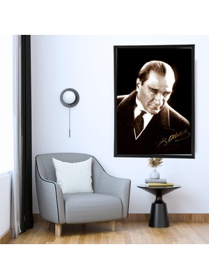 Atatürk Tablo   Kanvas Baskı Tablo - Çerçeveli Portre Atatürk Tablo Ölçü 55CM x 75CM