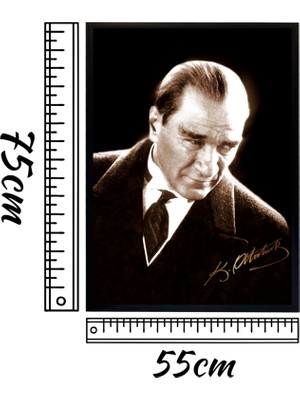 Atatürk Tablo   Kanvas Baskı Tablo - Çerçeveli Portre Atatürk Tablo Ölçü 55CM x 75CM