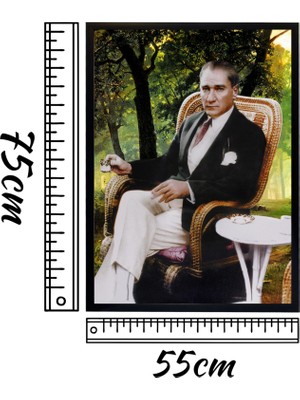 Atatürk Tablo   Kanvas Baskı Tablo - Çerçeveli Portre Atatürk Tablo Ölçü 55CM x 75CM