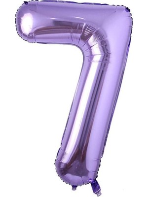 Parti Sürprizi Mor Renk 7 Rakam Folyo Balon 100  cm
