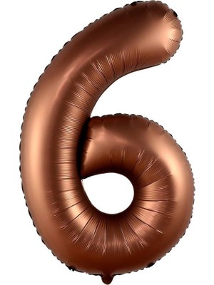 Parti Sürprizi Retro Çikolata Kahve 6 Rakam Folyo Balon 100  cm