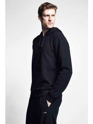 Lescon Siyah Erkek Kapüşonlu Sweatshirt 22S-1243-22N