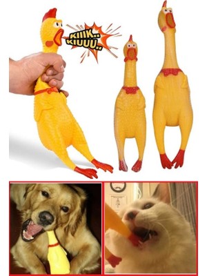 Biton Toptan Büyük Boy Sesli Horoz Eğlenceli Köpek ve Kediler Için Sesli Öten Horoz Oyuncak 38 cm