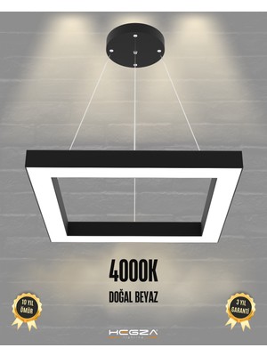 Hegza Lighting Quattro (Siyah Kasa, Doğal Beyaz) Ledli Modern Sarkıt LED Avize