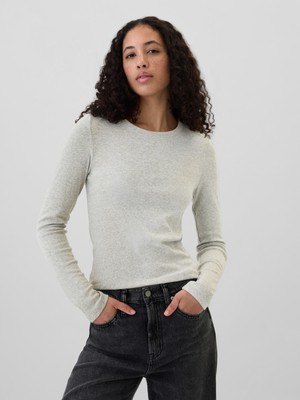 Gap Kadın Gri Favorite Sıfır Yaka T-Shirt