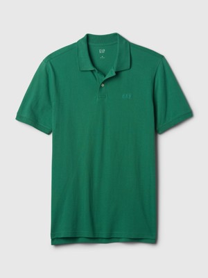 Gap Erkek Yeşil  Logo Piqué Polo Yaka T-Shirt