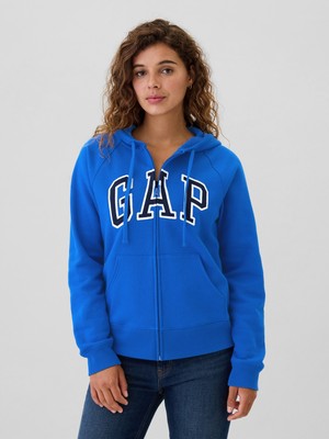 Gap Kadın Mavi  Logo Fleece Fermuarlı Sweatshirt