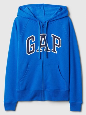 Gap Kadın Mavi  Logo Fleece Fermuarlı Sweatshirt