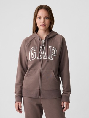 Gap Kadın Kahverengi  Logo Fleece Fermuarlı Sweatshirt