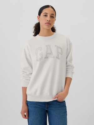 Gap Kadın Kırık Beyaz  Logo Bisiklet Yaka Fleece Sweatshirt