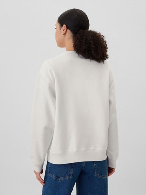 Gap Kadın Kırık Beyaz  Logo Bisiklet Yaka Fleece Sweatshirt